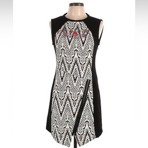 Desigual sleeveless dress with embroidery over a fun patterned inset panel